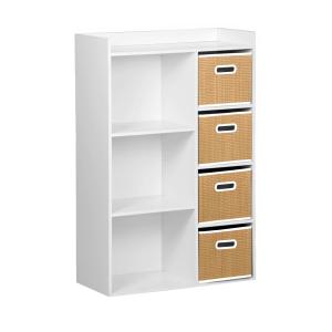 Mueble de almacenaje infantil 4 cestas fibra natural