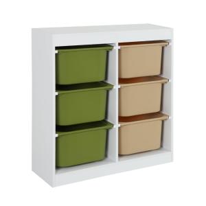 Mueble de almacenamiento infantill, 6 cajas coloridas, verd…