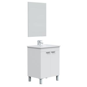 Mueble de baño 2 puertas, espejo y con lavabo, 60 cm