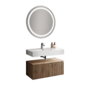 Mueble de baño 3 piezas en mdf roble