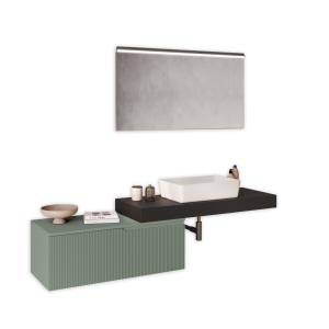 Mueble de baño 4 piezas en mdf antracita/verde salvia