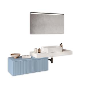 Mueble de baño 4 piezas en mdf blanco/azul tiffany