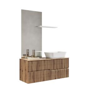 Mueble de baño 4 piezas en mdf roble