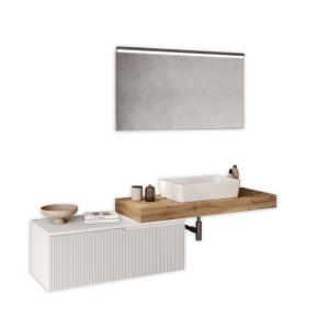 Mueble de baño 4 piezas en mdf roble/blanco