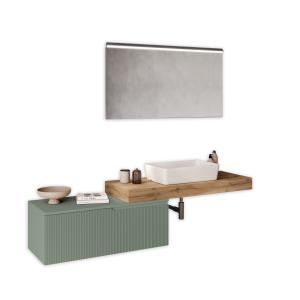 Mueble de baño 4 piezas en mdf roble/verde salvia