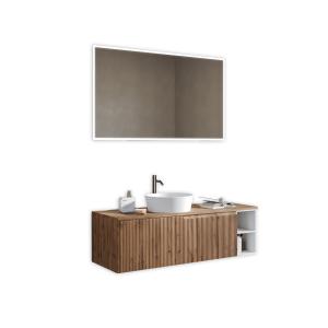 Mueble de baño 5 piezas en mdf roble
