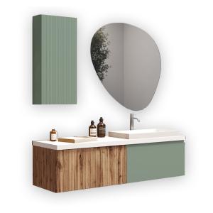 Mueble de baño 6 piezas en mdf roble/verde salvia