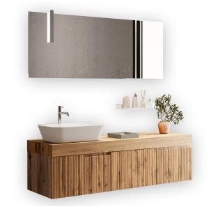Mueble de baño 7 piezas en mdf roble
