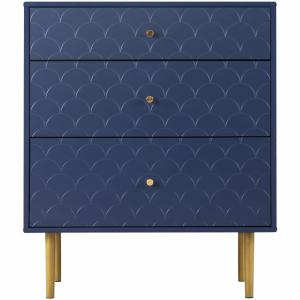 Mueble de baño azul marino de 3 cajones con patas doradas