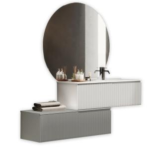 Mueble de baño bañera derecha 4 piezas en mdf blanco/gris
