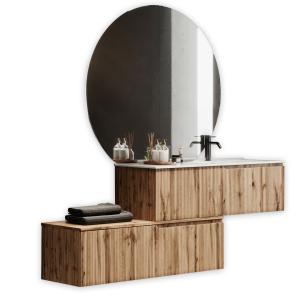 Mueble de baño bañera derecha 4 piezas en mdf roble