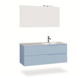 Mueble de baño bañera derecho 4 piezas en mdf azul tiffany