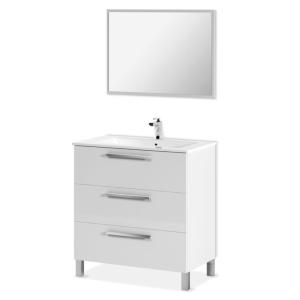Mueble de baño blanco athena 3 cajones   espejo blanco, 80…