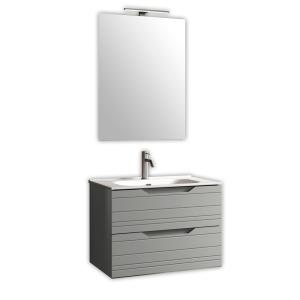 Mueble de baño con espejo 4 piezas en mdf gris