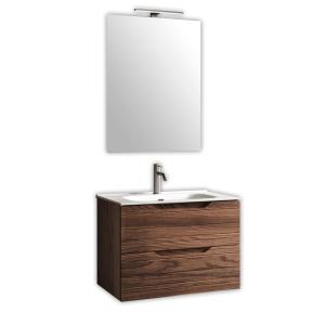 Mueble de baño con espejo 4 piezas en mdf roble oscuro