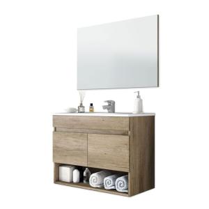 Mueble de baño con espejo cotton 2 puertas nordik, 80 x 64…