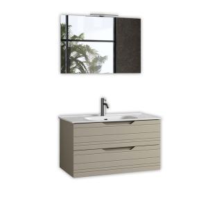 Mueble de baño con espejo de 4 piezas en mdf topo mate