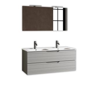 Mueble de baño con espejo de doble lavabo 5 piezas en mdf g…