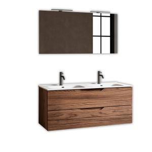 Mueble de baño con espejo de doble lavabo 5 piezas en mdf r…