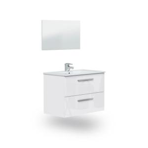 Mueble de baño con espejo feel 2 cajones, blanco