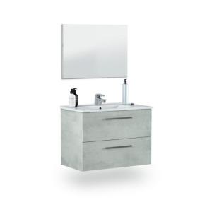 Mueble de baño con espejo osvak 2 cajones, cemento