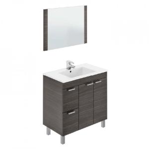 Mueble de baño con lavabo y espejo gris ceniza
