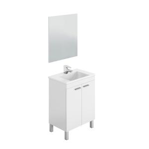 Mueble de baño con lavabo y espejo LC1-60 - blanco brillo