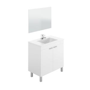 Mueble de baño con lavabo y espejo LC1-80 - blanco brillo