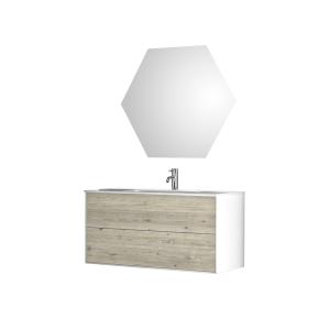 Mueble de baño de 3 piezas en melamina efecto pino