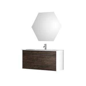 Mueble de baño de 3 piezas en melamina marrón oscuro