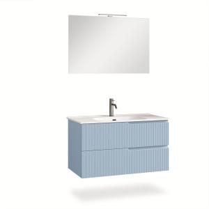 Mueble de baño de 4 piezas en mdf azul tiffany