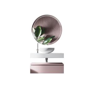 Mueble de baño de 4 piezas en melamina blanco/rosa