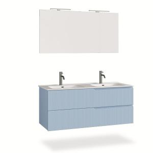 Mueble de baño de 5 piezas con doble bañera en mdf azul tif…