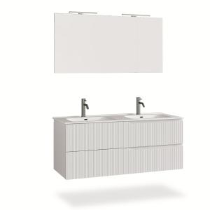 Mueble de baño de 5 piezas con doble bañera en mdf blanco m…