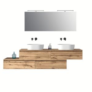 Mueble de baño de 9 piezas en melamina roble