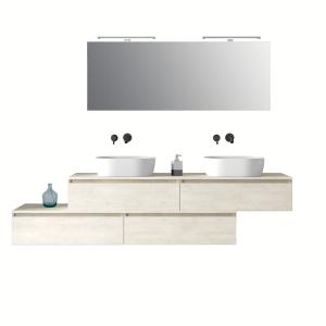 Mueble de baño de 9 piezas en melamina roble natural