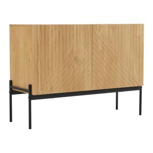 Mueble de baño de madera con patrón geométrico