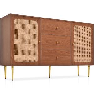 Mueble de baño de madera con puertas de caña