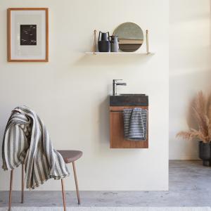 Mueble de baño de nogal macizo y mármol negro