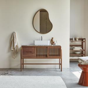 Mueble de baño de nogal macizo y terrazo premium 125 cm