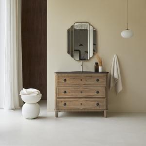 Mueble de baño de pino y piedra de 100 cm