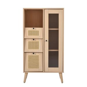 Mueble de cocina de madera con patrón geométrico