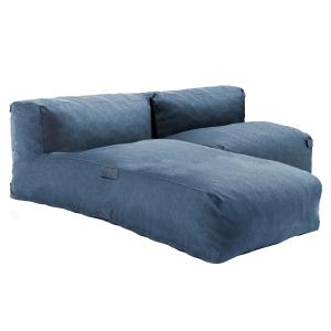 Mueble de jardín modular de 2 plazas con chaise longue azul…