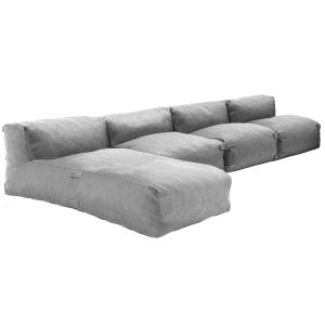 Mueble de jardín modular de 4 plazas con chaise longue gris…