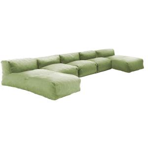 Mueble de jardín modular de 5 plazas con chaise longue verd…