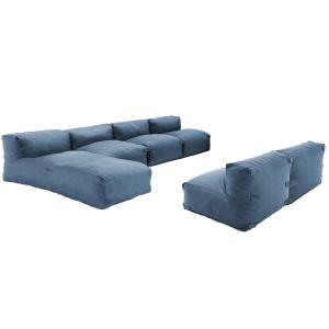 Mueble de jardín modular de 6 plazas con chaise longue azul…