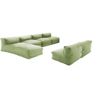 Mueble de jardín modular de 6 plazas con chaise longue verd…