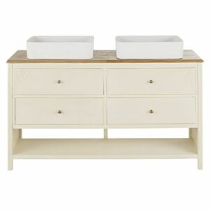 Mueble doble para baño con 4 cajones en blanco roto