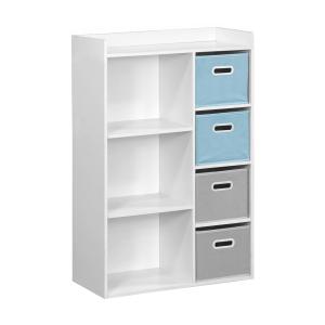 Mueble infantil con 4 cestas de terciopelo, azul