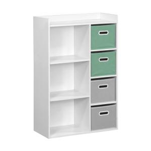 Mueble infantil con 4 cestas de terciopelo, verde